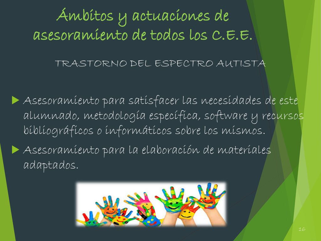 Ámbitos y actuaciones de asesoramiento de todos los C.E.E.