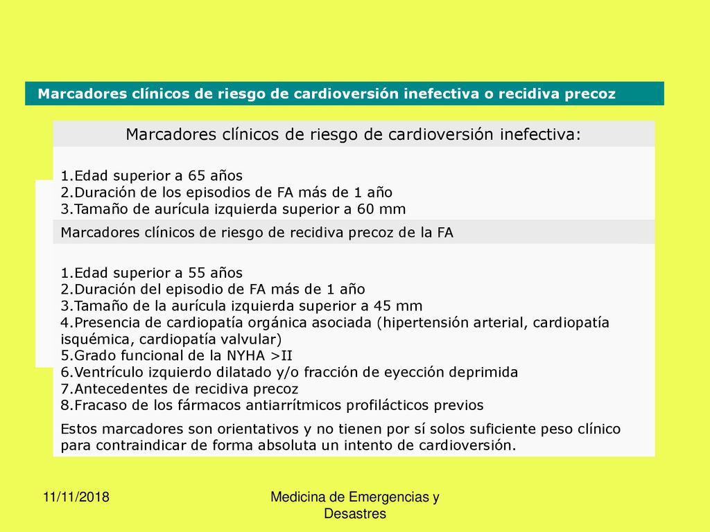 Marcadores clínicos de riesgo de cardioversión inefectiva: