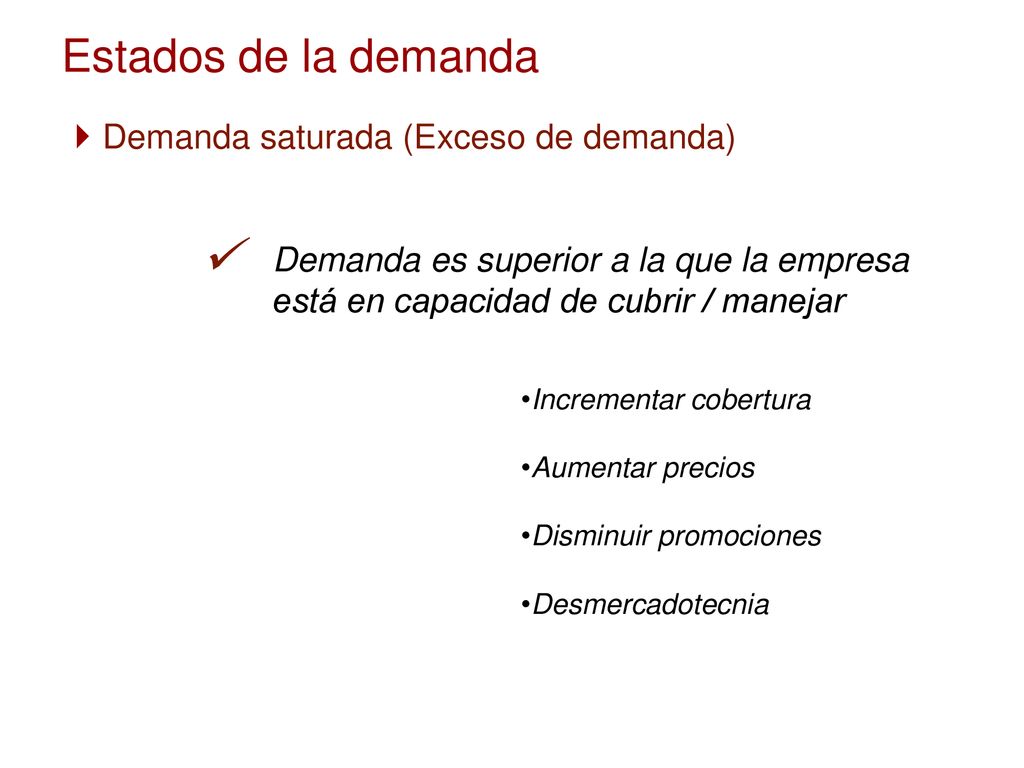 ü Estados de la demanda Demanda saturada (Exceso de demanda)