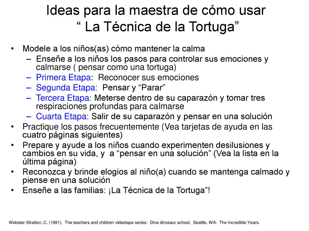 Ideas para la maestra de cómo usar La Técnica de la Tortuga