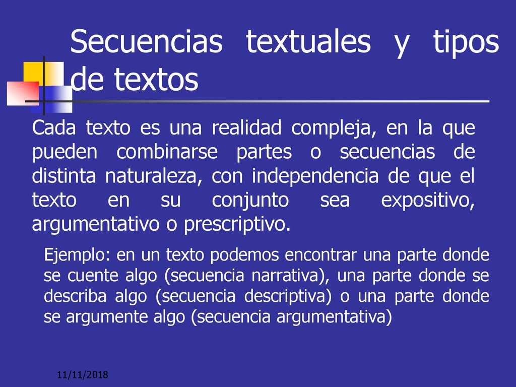 Secuencias textuales y tipos de textos
