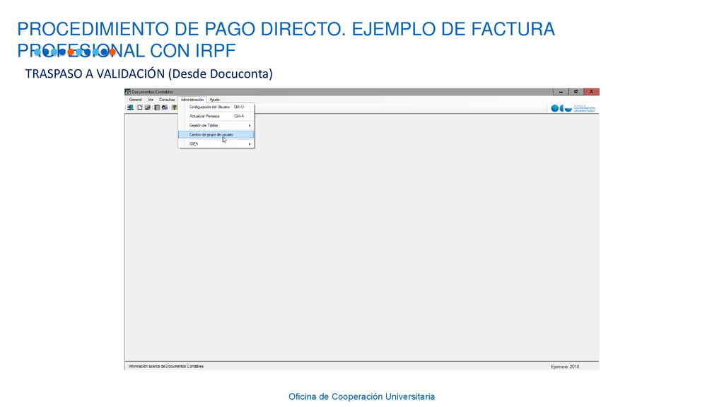 PROCEDIMIENTO DE PAGO DIRECTO. EJEMPLO DE FACTURA PROFESIONAL CON IRPF