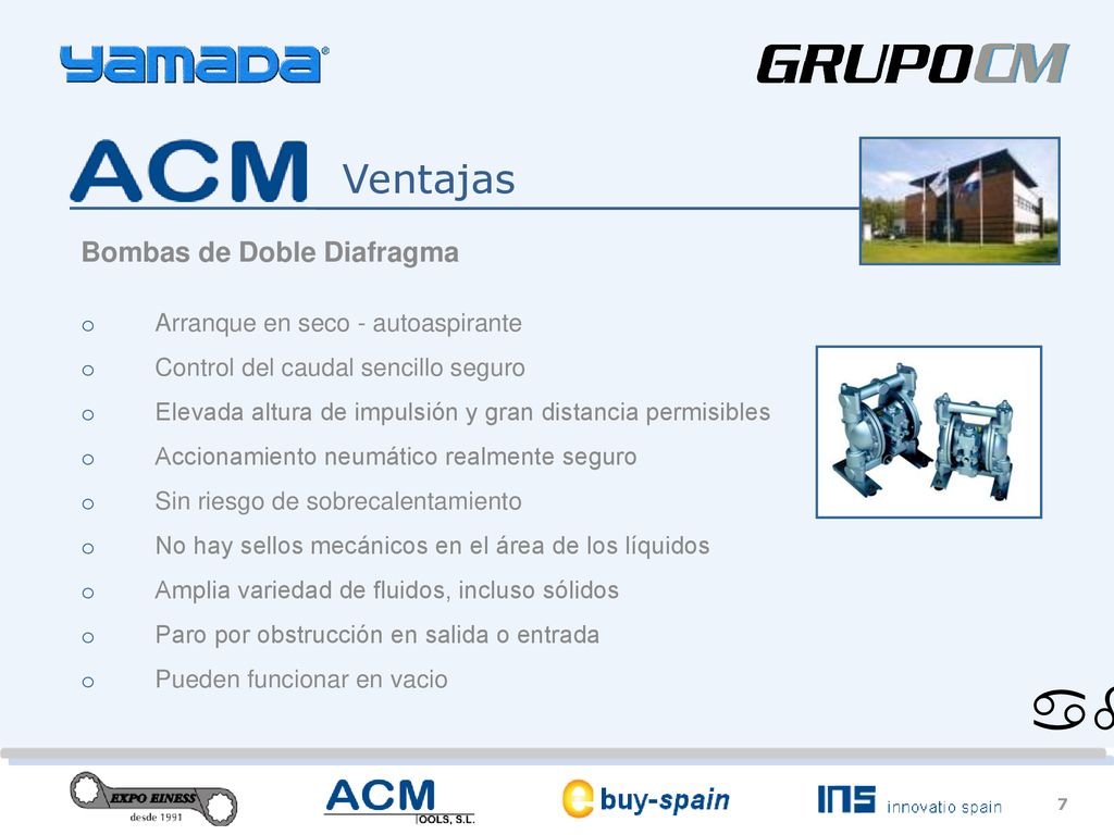 Ventajas Bombas de Doble Diafragma Arranque en seco - autoaspirante