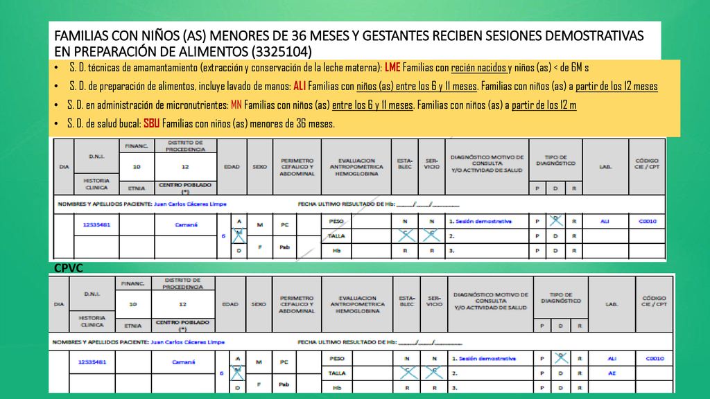 FAMILIAS CON NIÑOS (AS) MENORES DE 36 MESES Y GESTANTES RECIBEN SESIONES DEMOSTRATIVAS EN PREPARACIÓN DE ALIMENTOS ( )