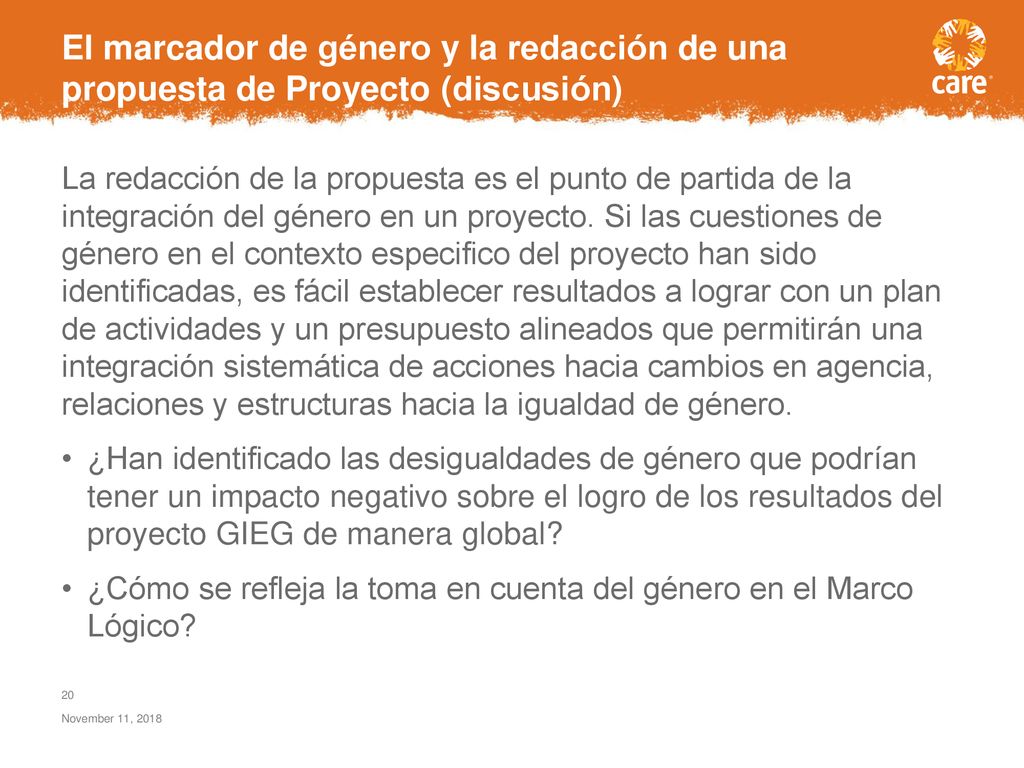 El marcador de género y la redacción de una propuesta de Proyecto (discusión)