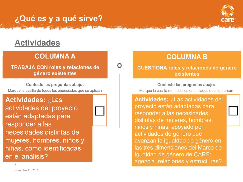 ¿Qué es y a qué sirve Actividades COLUMNA A COLUMNA B