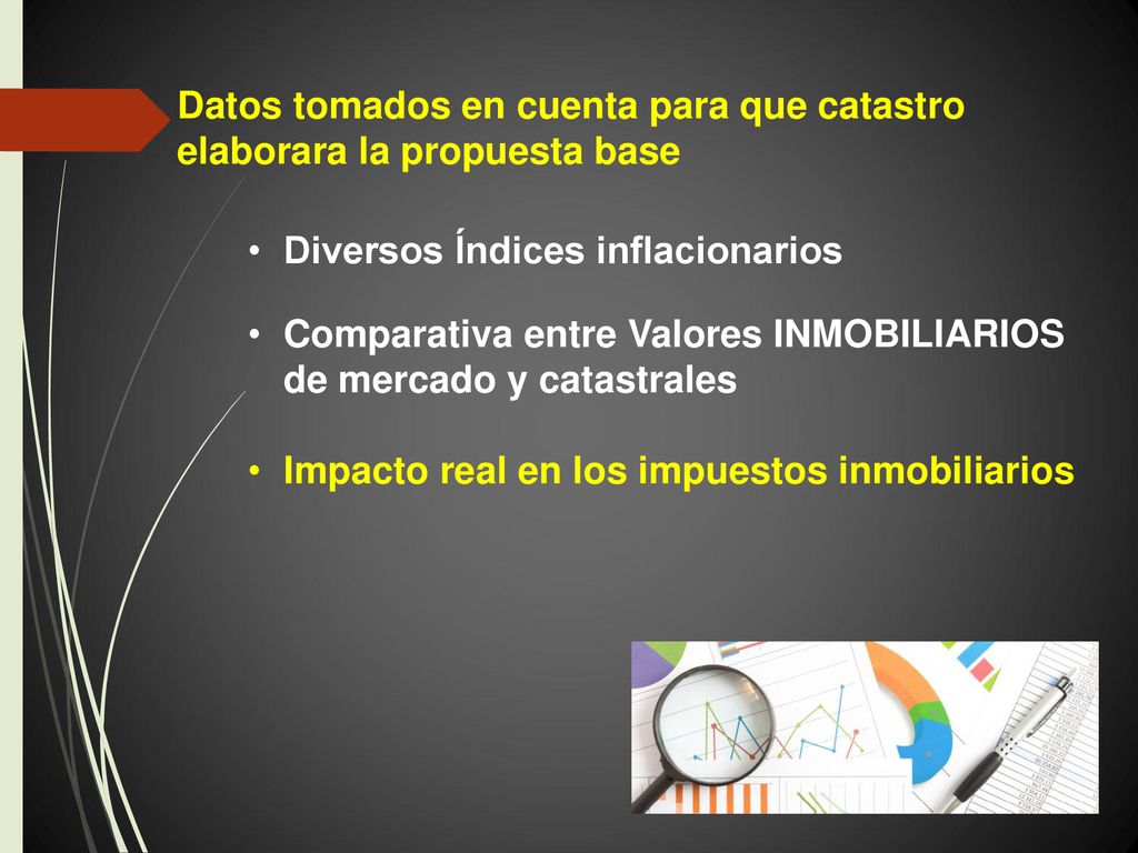 Datos tomados en cuenta para que catastro elaborara la propuesta base