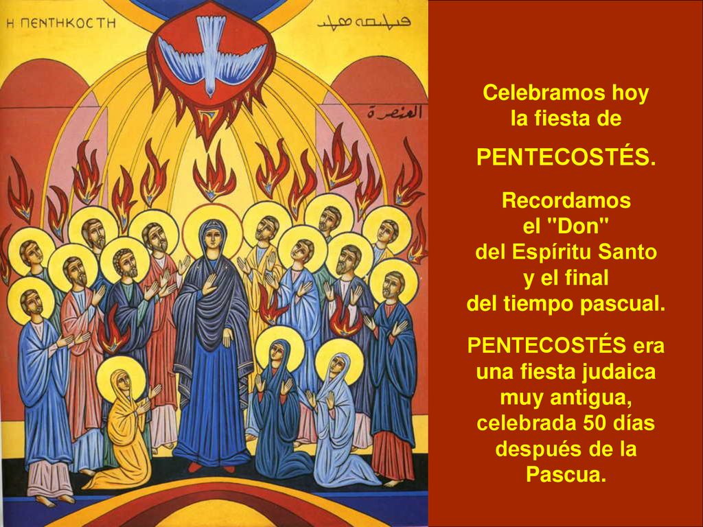 PENTECOSTÉS. Celebramos hoy la fiesta de Recordamos el Don