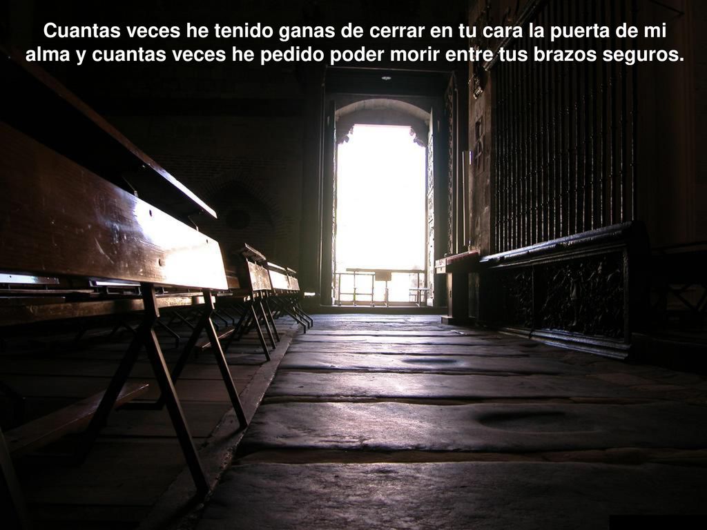 Cuantas veces he tenido ganas de cerrar en tu cara la puerta de mi alma y cuantas veces he pedido poder morir entre tus brazos seguros.