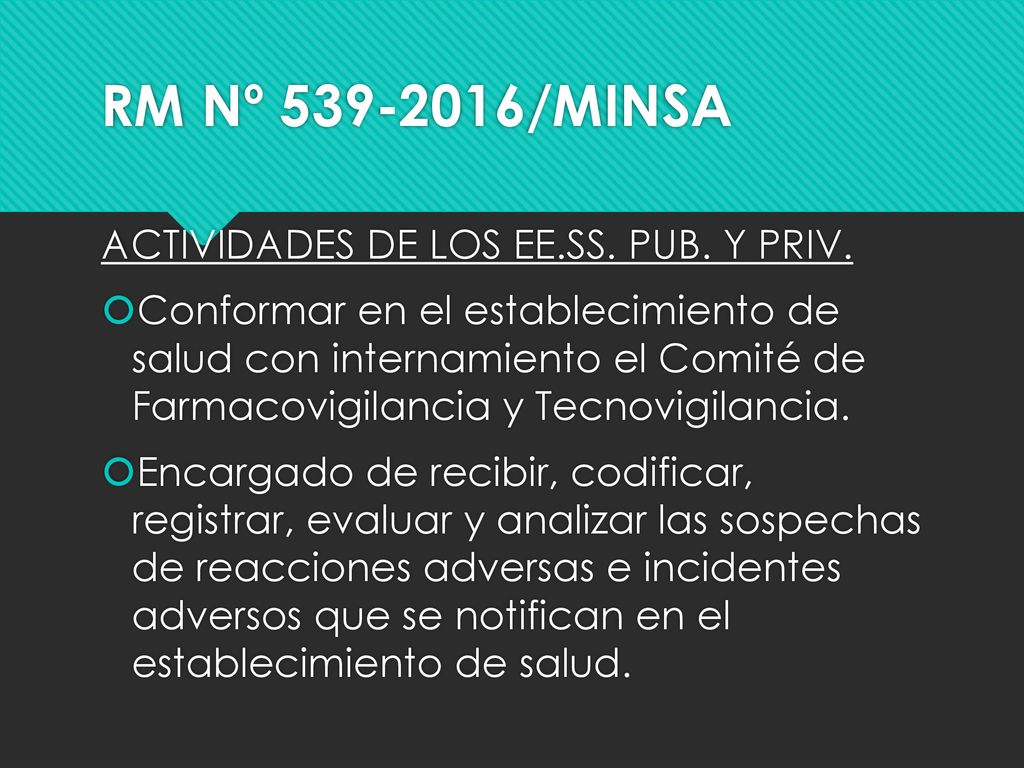 RM Nº /MINSA ACTIVIDADES DE LOS EE.SS. PUB. Y PRIV.