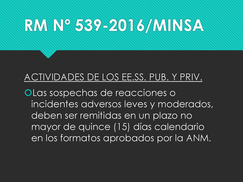 RM Nº /MINSA ACTIVIDADES DE LOS EE.SS. PUB. Y PRIV.