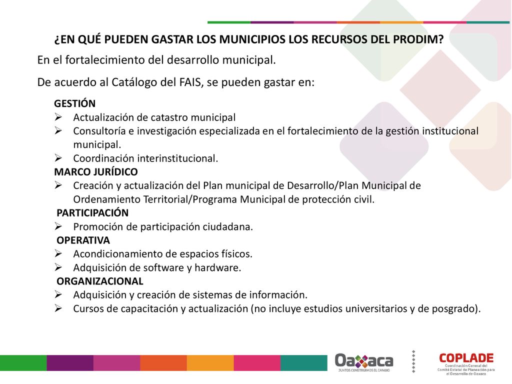 ¿EN QUÉ PUEDEN GASTAR LOS MUNICIPIOS LOS RECURSOS DEL PRODIM