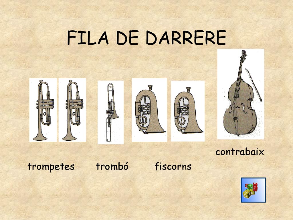 FILA DE DARRERE contrabaix trompetes trombó fiscorns