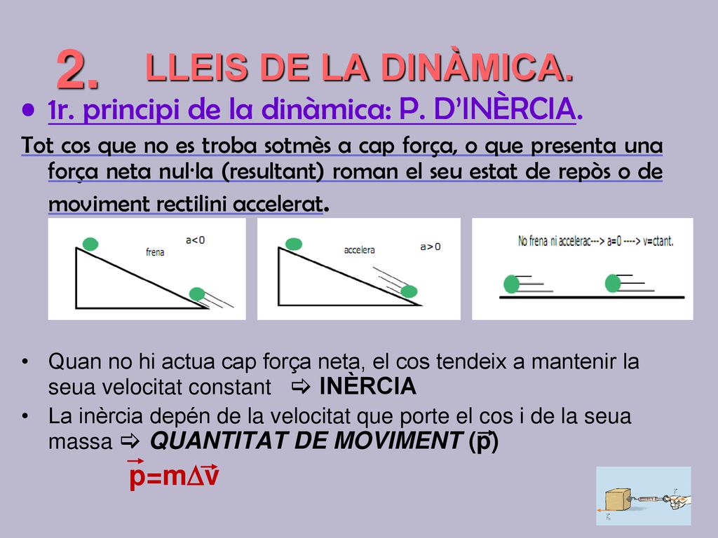 2. LLEIS DE LA DINÀMICA. 1r. principi de la dinàmica: P. D’INÈRCIA.