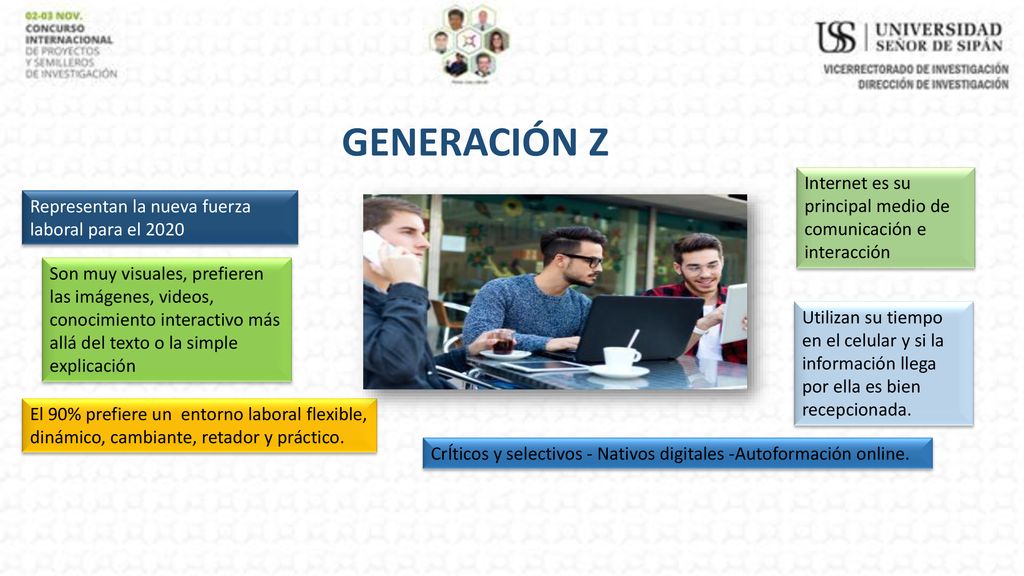 GENERACIÓN Z Internet es su principal medio de comunicación e interacción. Representan la nueva fuerza laboral para el