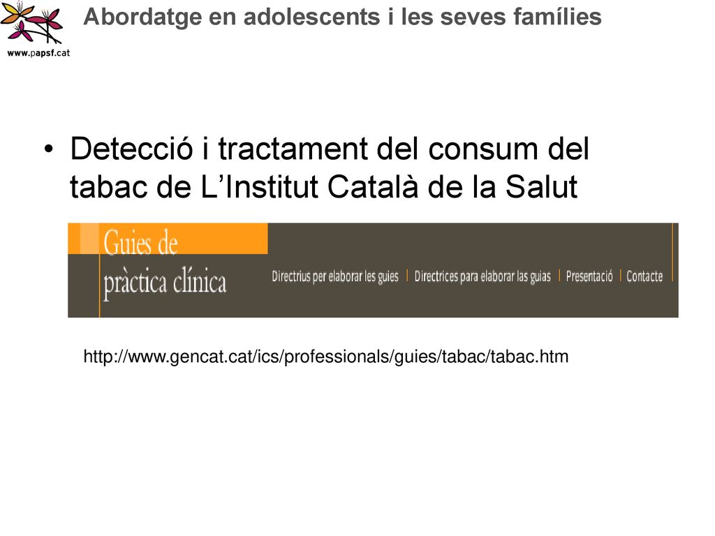 Detecció i tractament del consum del tabac de L’Institut Català de la Salut