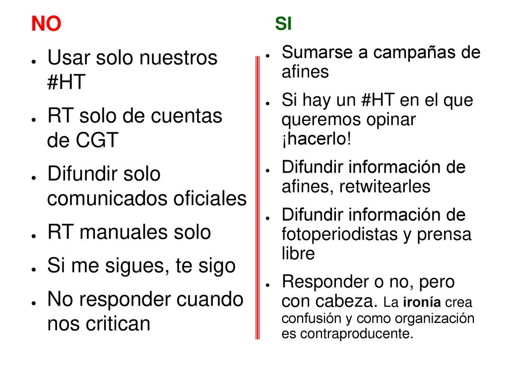 RT solo de cuentas de CGT Difundir solo comunicados oficiales