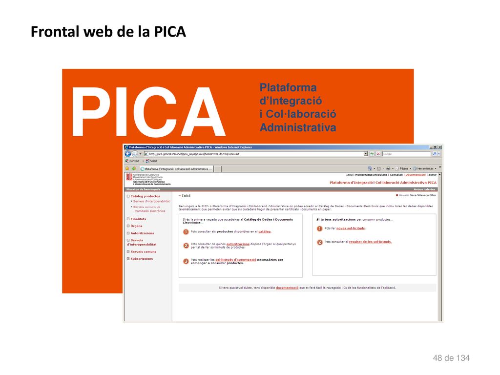 PICA Frontal web de la PICA Plataforma d’Integració i Col·laboració