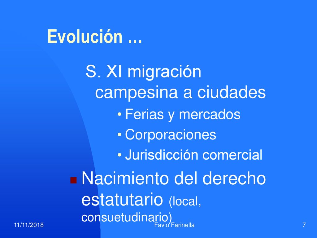 Evolución … S. XI migración campesina a ciudades. Ferias y mercados. Corporaciones. Jurisdicción comercial.