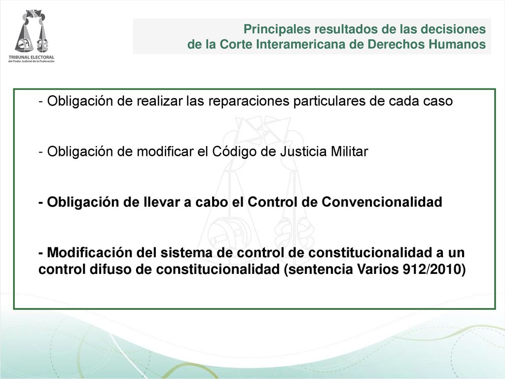 - Obligación de realizar las reparaciones particulares de cada caso