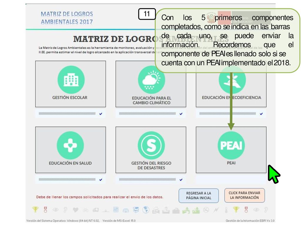 11 Con los 5. primeros. componentes. completados, como se indica en las barras. de cada uno, se.