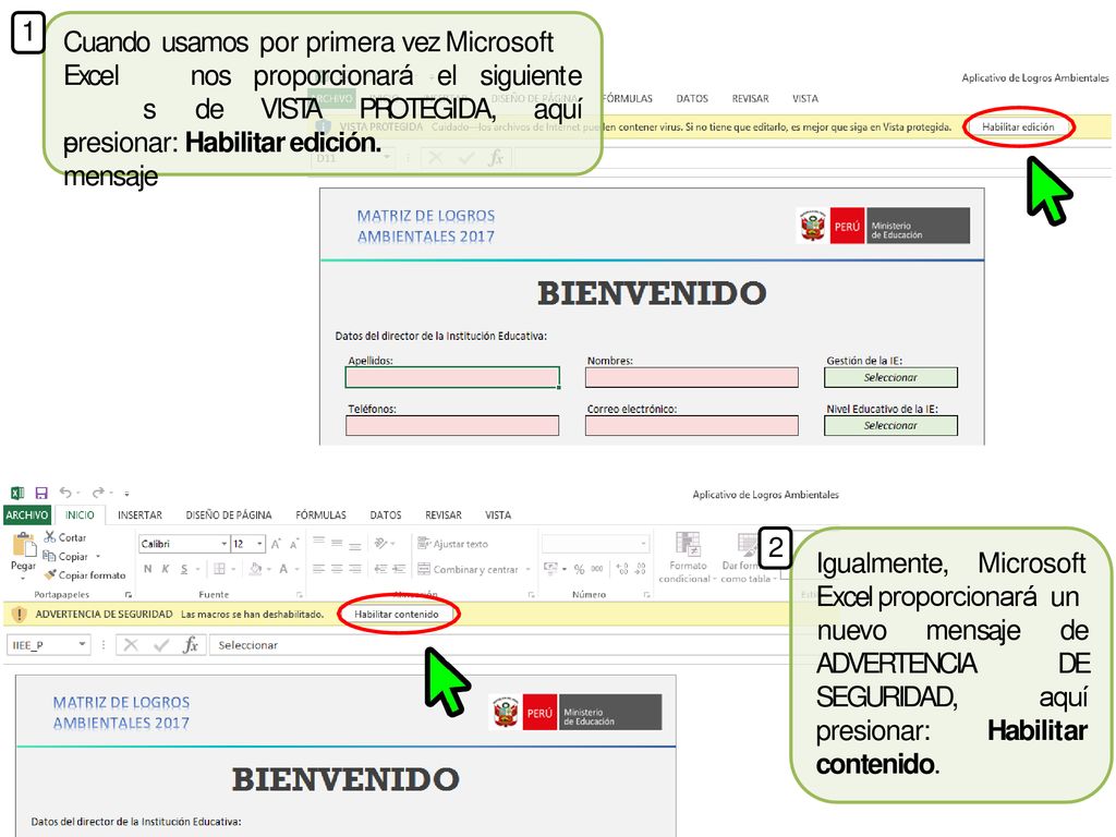 1 Cuando usamos por primera vez Microsoft. Excel s e mensaje. nos proporcionará el siguiente de VISTA PROTEGIDA, aquí.