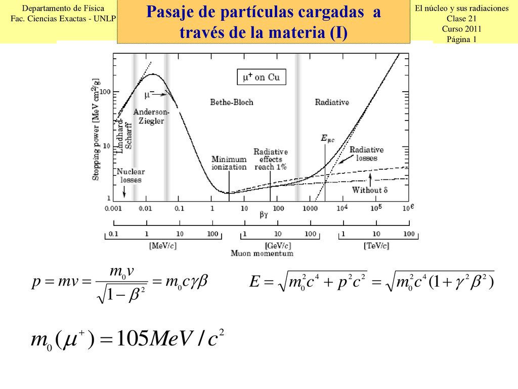 Pasaje de partículas cargadas a través de la materia (I)