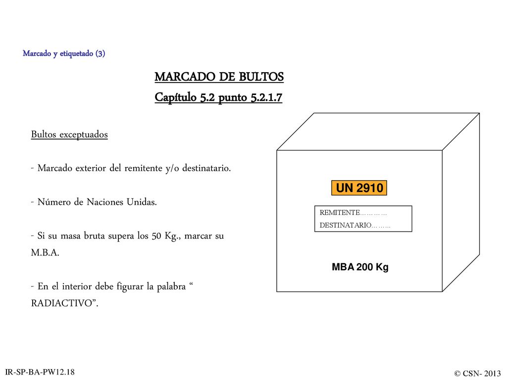MARCADO DE BULTOS Capítulo 5.2 punto