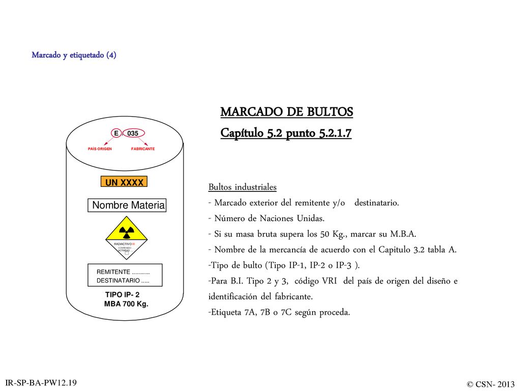 MARCADO DE BULTOS Capítulo 5.2 punto