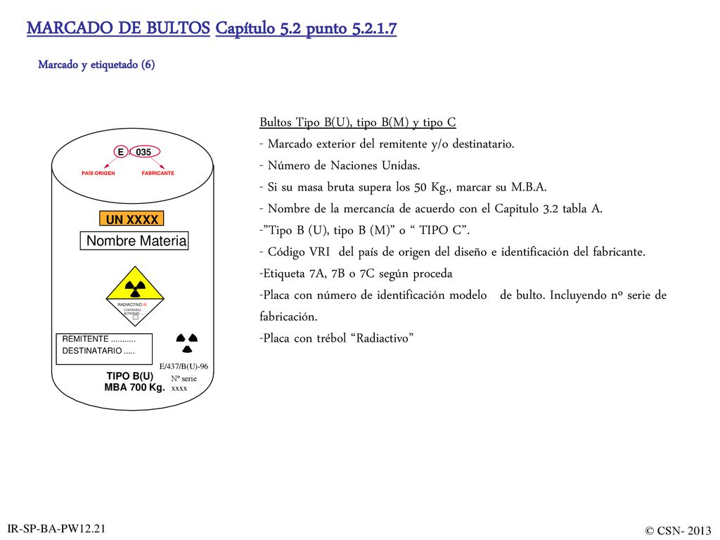 MARCADO DE BULTOS Capítulo 5.2 punto