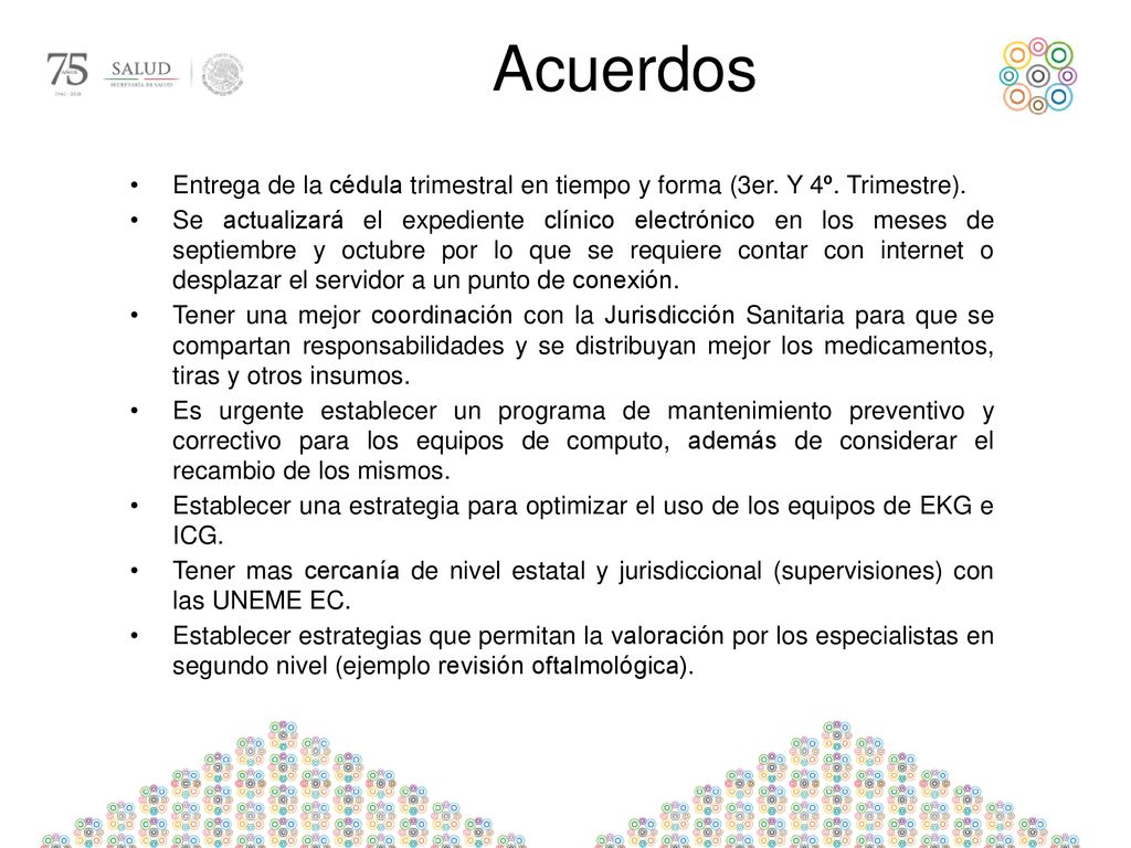 Acuerdos Entrega de la cédula trimestral en tiempo y forma (3er. Y 4º. Trimestre).
