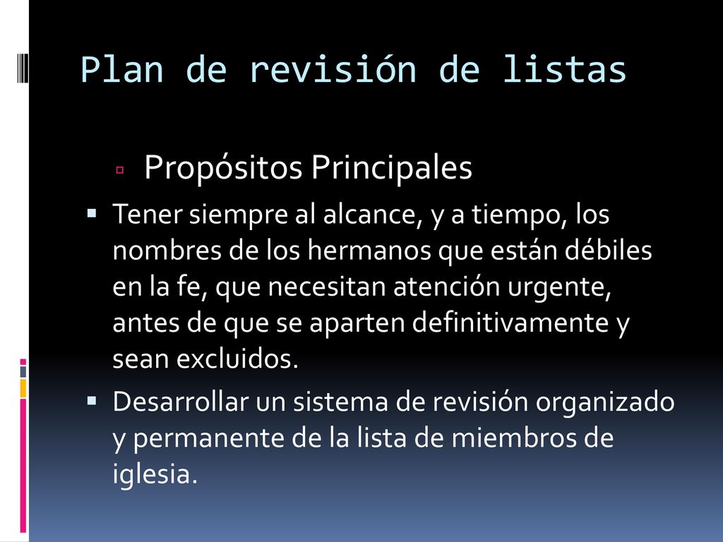 Plan de revisión de listas