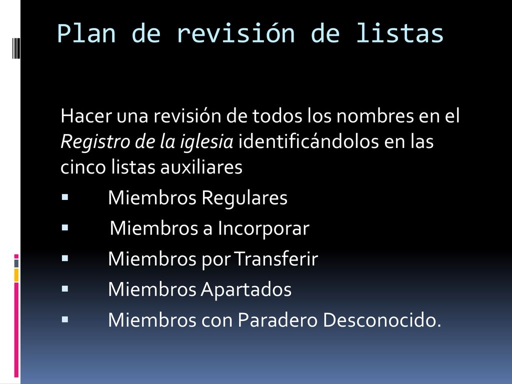 Plan de revisión de listas