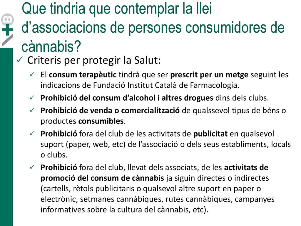 Que tindria que contemplar la llei d’associacions de persones consumidores de cànnabis