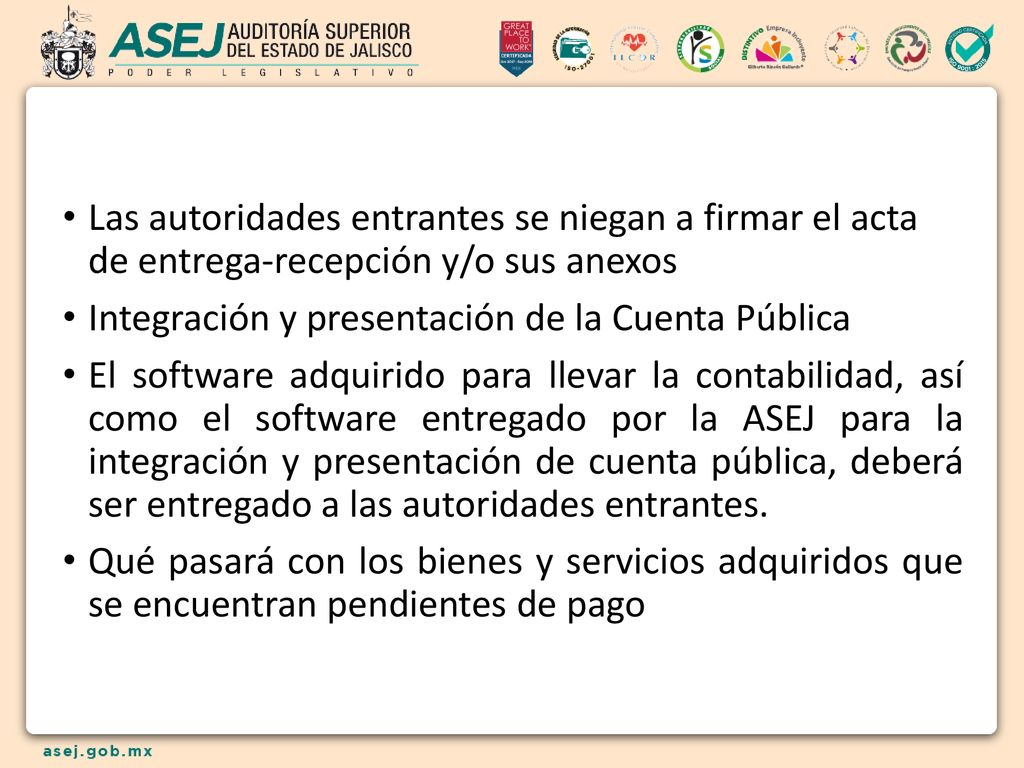 Las autoridades entrantes se niegan a firmar el acta de entrega-recepción y/o sus anexos