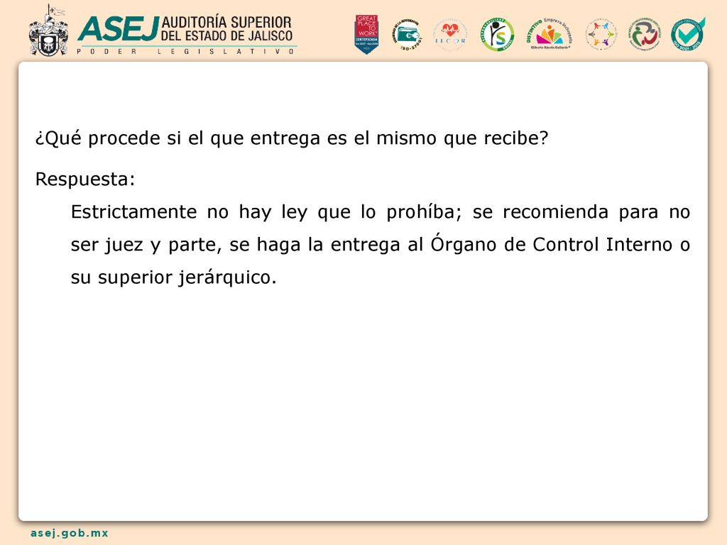 ¿Qué procede si el que entrega es el mismo que recibe