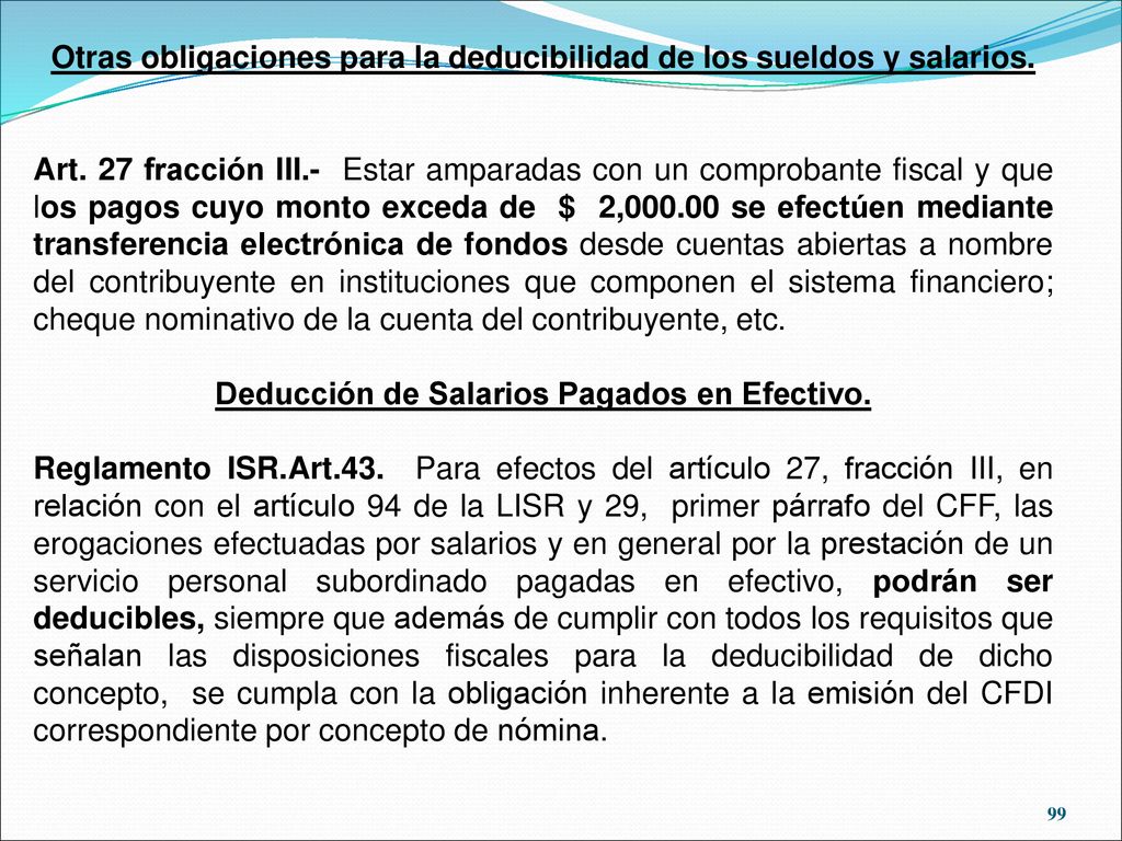 Otras obligaciones para la deducibilidad de los sueldos y salarios.