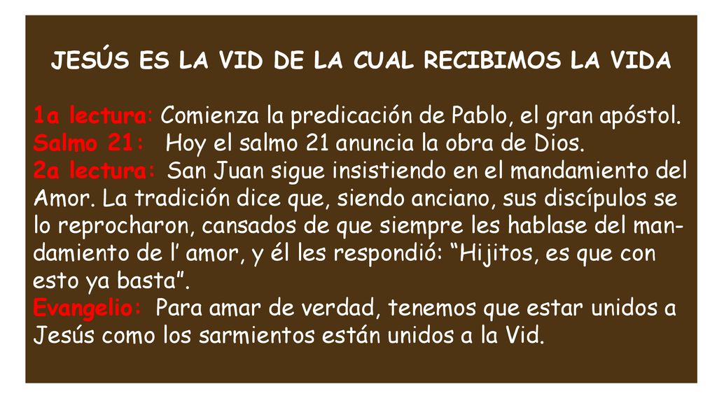 JESÚS ES LA VID DE LA CUAL RECIBIMOS LA VIDA