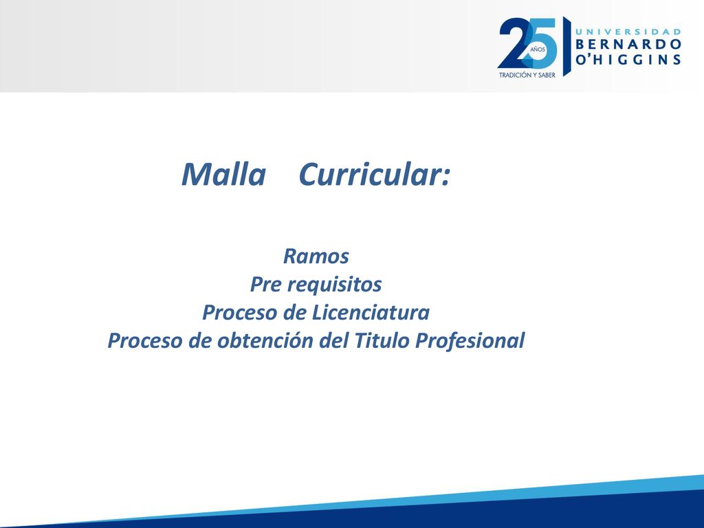 Malla Curricular: Ramos Pre requisitos Proceso de Licenciatura Proceso de obtención del Titulo Profesional