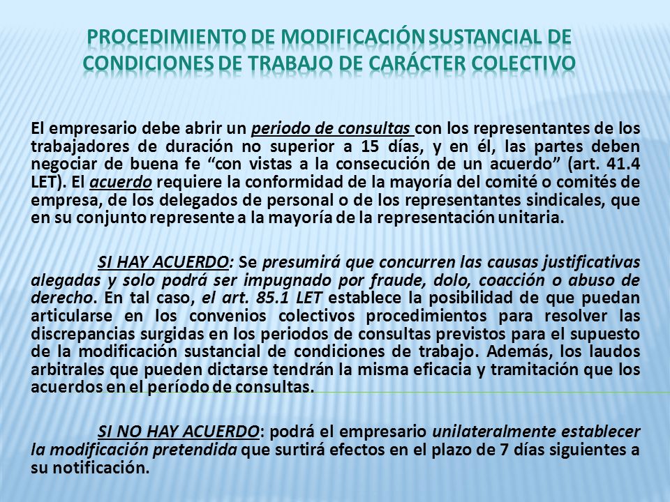 PROCEDIMIENTO DE MODIFICACIÓN SUSTANCIAL DE CONDICIONES DE TRABAJO DE CARÁCTER COLECTIVO