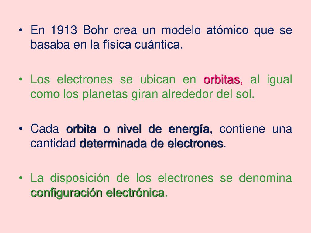 En 1913 Bohr crea un modelo atómico que se basaba en la física cuántica.