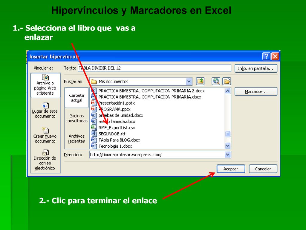 Hipervínculos y Marcadores en Excel