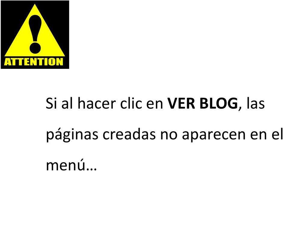 Si al hacer clic en VER BLOG, las páginas creadas no aparecen en el menú…