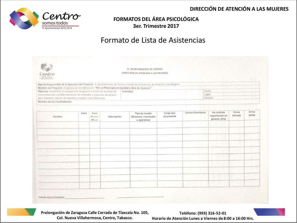 Formato de Lista de Asistencias