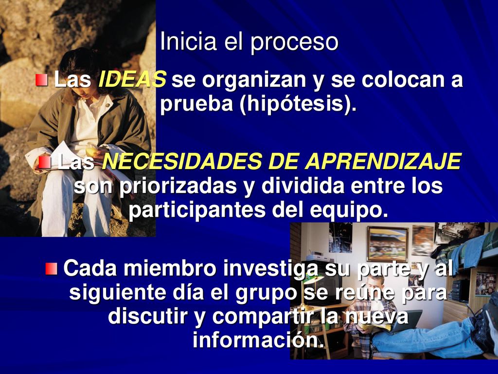 Las IDEAS se organizan y se colocan a prueba (hipótesis).