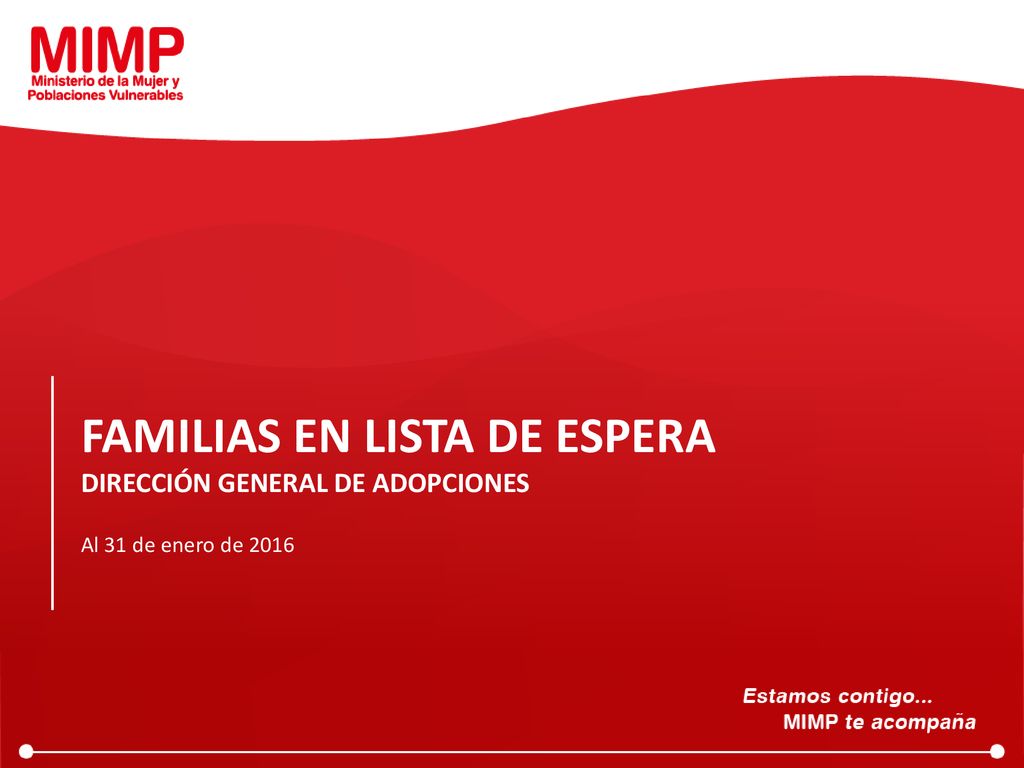 FAMILIAS EN LISTA DE ESPERA DIRECCIÓN GENERAL DE ADOPCIONES Al 31 de enero de 2016