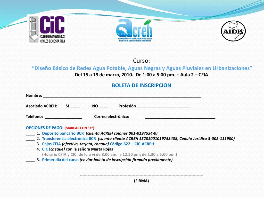 Del 15 a 19 de marzo, De 1:00 a 5:00 pm. – Aula 2 – CFIA