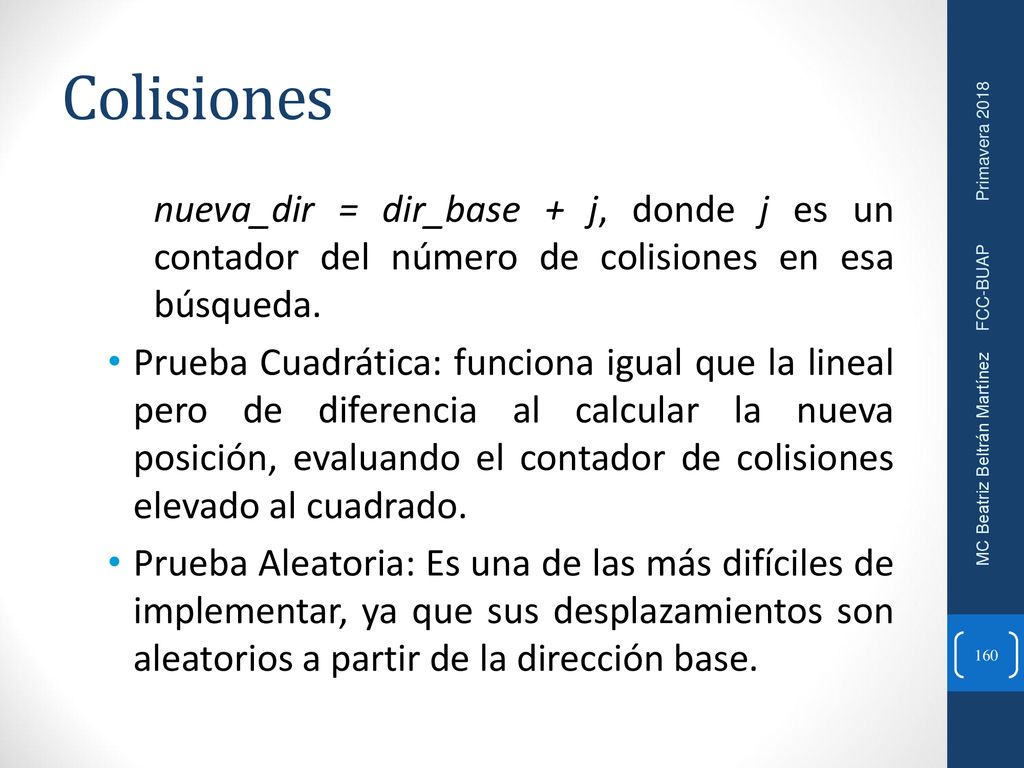 Colisiones nueva_dir = dir_base + j, donde j es un contador del número de colisiones en esa búsqueda.