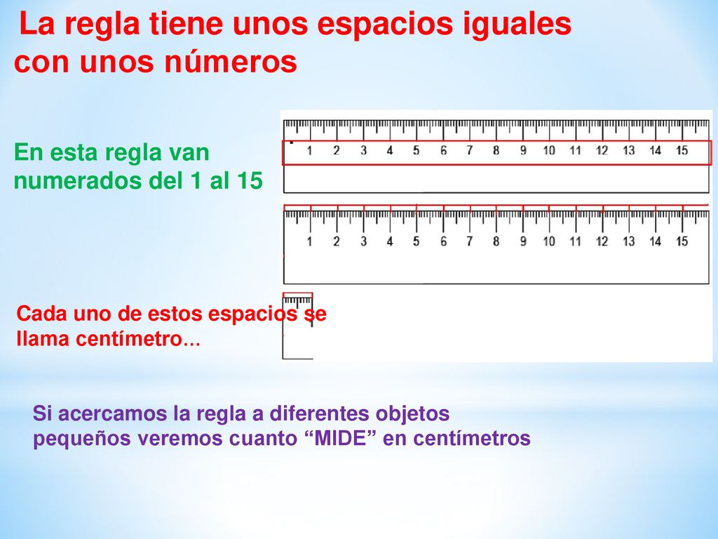 con unos números En esta regla van numerados del 1 al 15