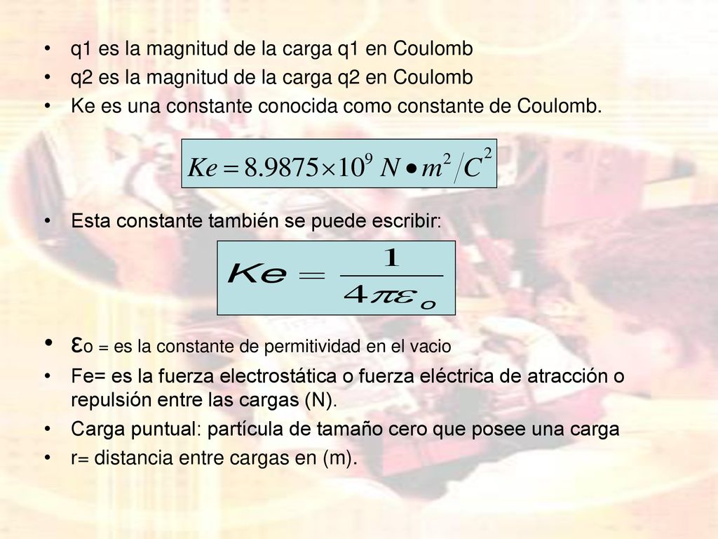 εo = es la constante de permitividad en el vacio